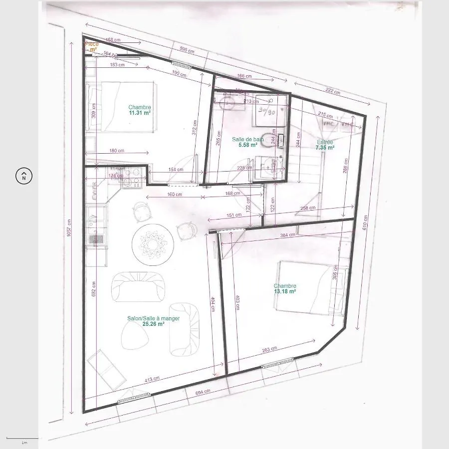 公寓 蓬丹L'Ambre - 1 A 4P - Wifi Fibre - Parking Gratuit公寓